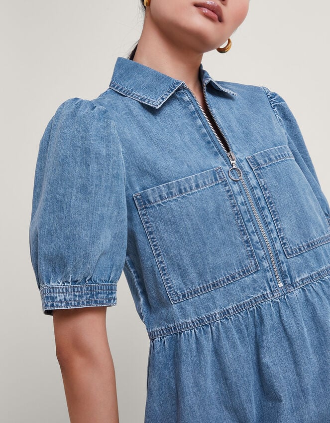 Adeena Denim Mini Dress, Blue (DENIM BLUE), large