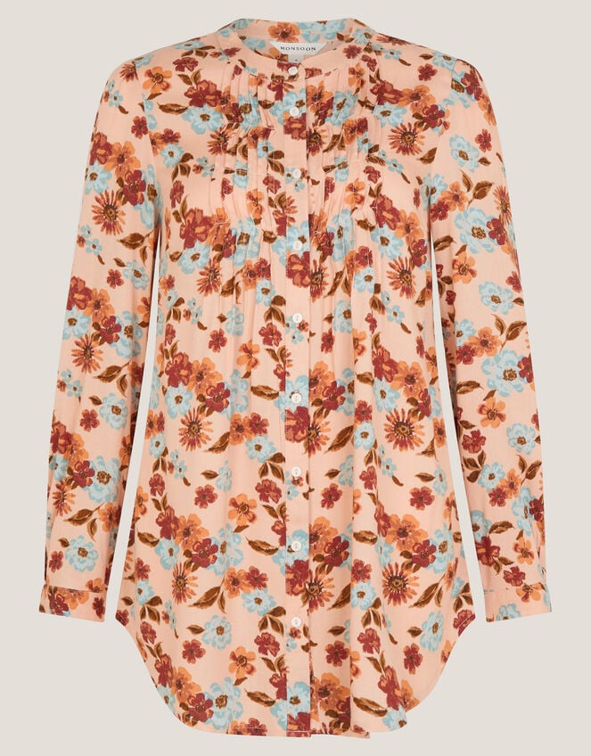 Olive Floral Print Blouse, Ivory (IVORY), large