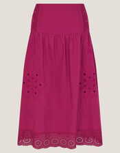 Saoirse Broderie Midi Skirt, Red (BURGUNDY), large