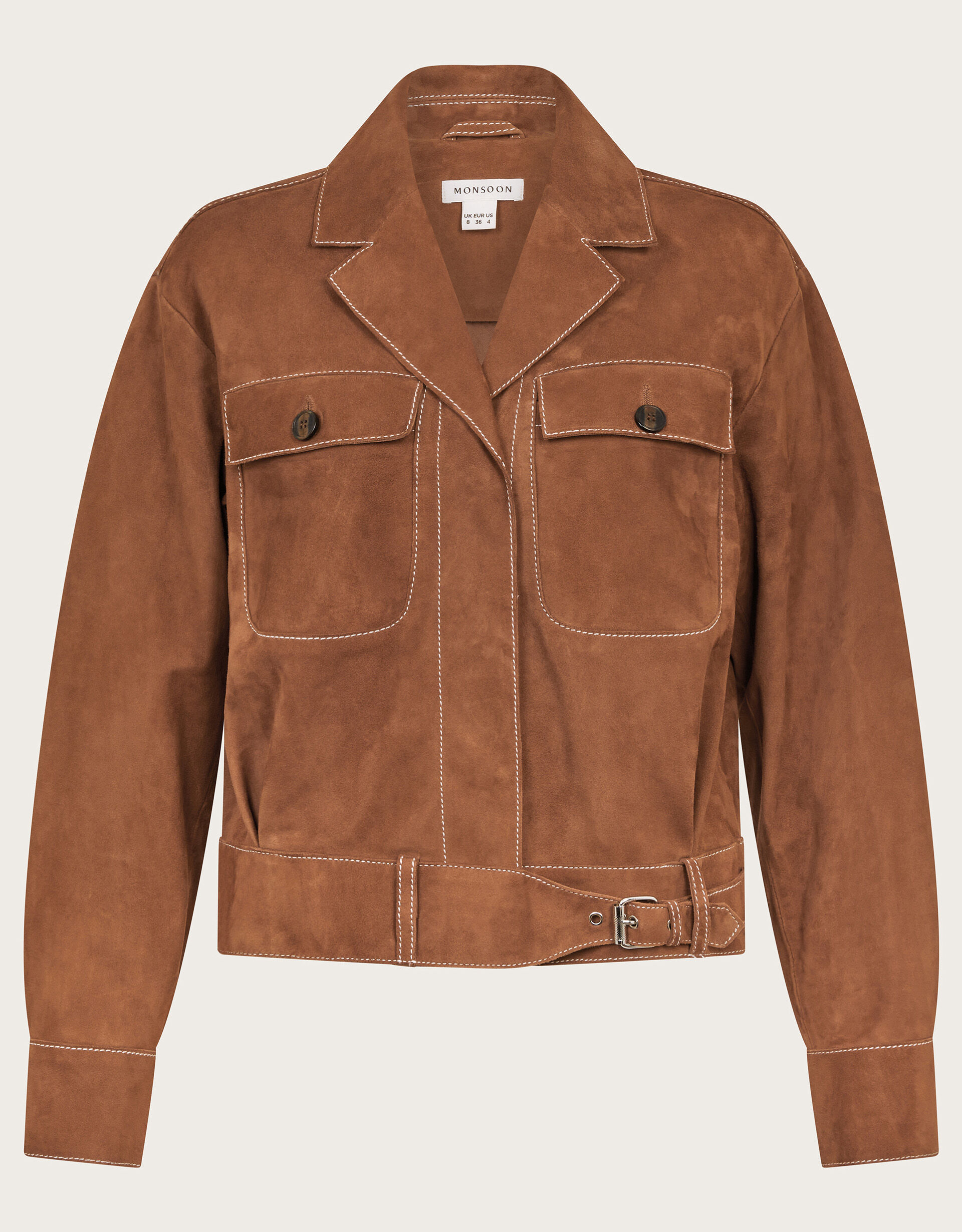 Iris Crop Suede Jacket Tan | Women's Jackets | Monsoon US.