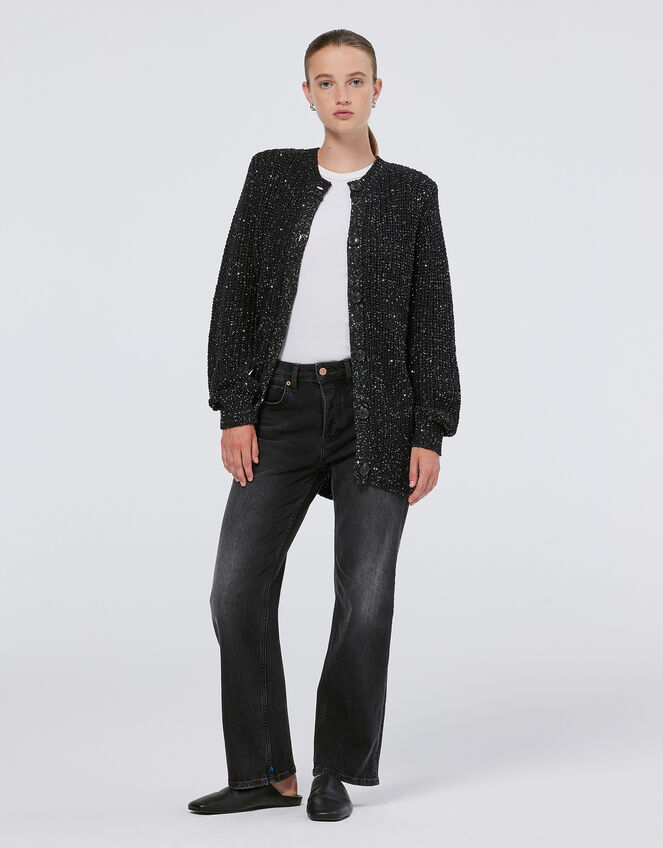 Scotch and Soda Metallic Mid-Length Cardigan, Black (BLACK), large