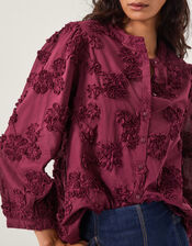 Blair Floral Appliqué Blouse, Red (CHERRY), large