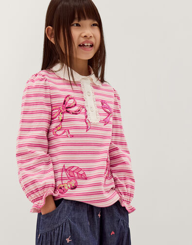 Mon Cheri Stripe Top, Pink (PINK), large