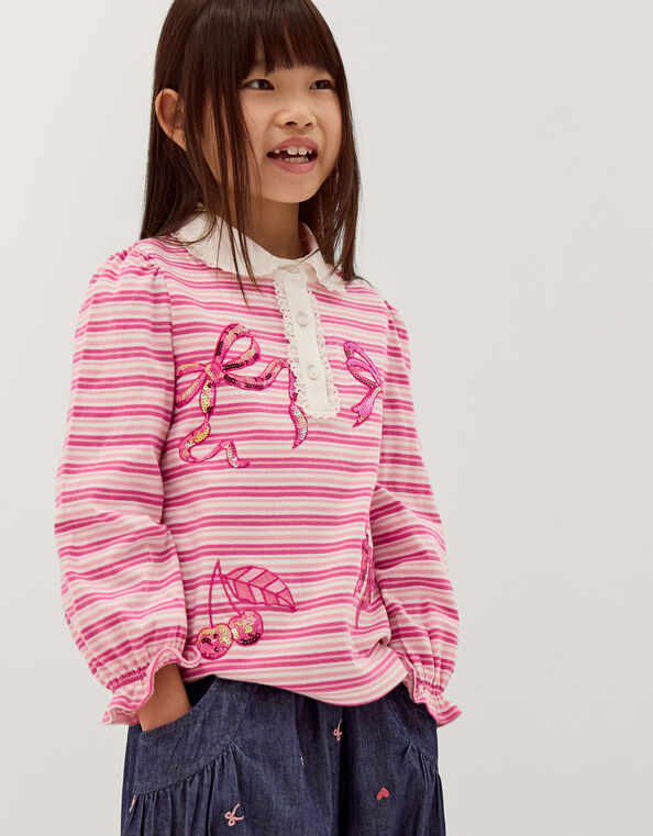 Mon Cheri Stripe Top, Pink (PINK), large