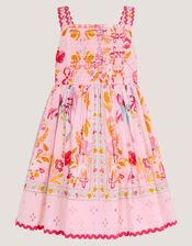 Baby Unicorn Print Broderie Dress, Pink (PINK), large