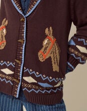 Harper Horse Cardigan, Brown (CHOCOLATE), large