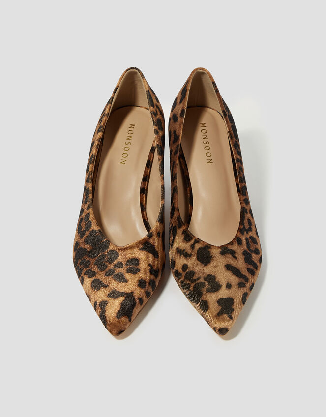Lea Leopard Print Court Shoes, Tan (TAN), large
