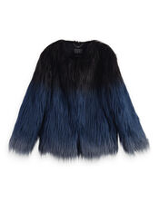 Scotch and Soda Ombre Faux Fur Coat, Black (BLACK), large