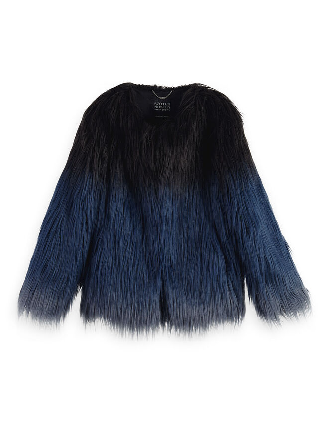 Scotch and Soda Ombre Faux Fur Coat Black