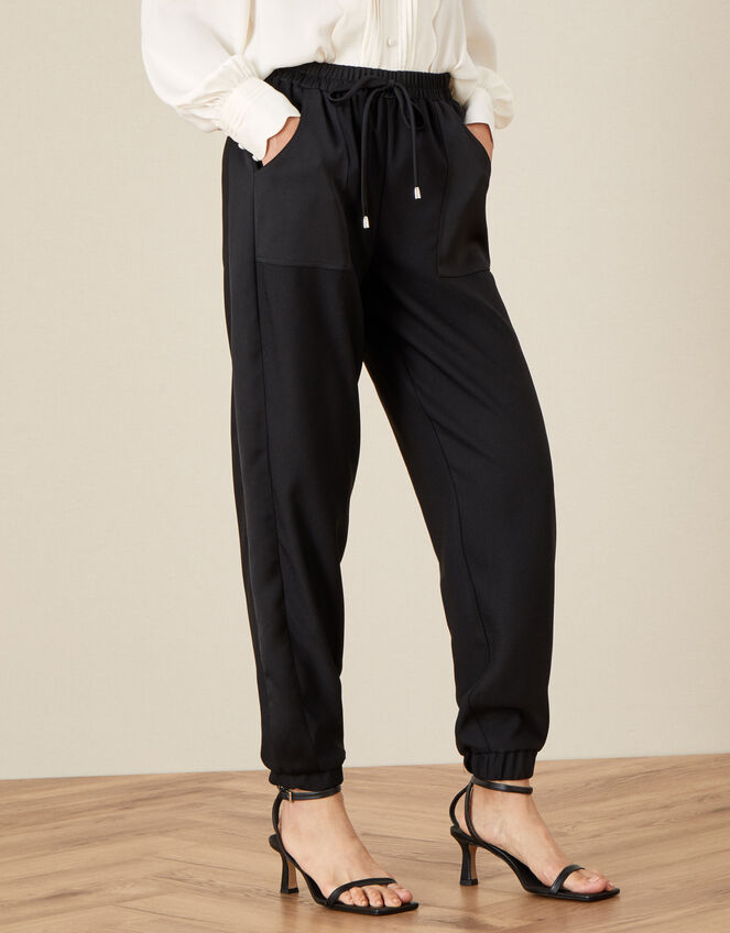 Josephine Satin Joggers Black