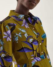 Sonya Floral Print Midi Dress, Green (KHAKI), large