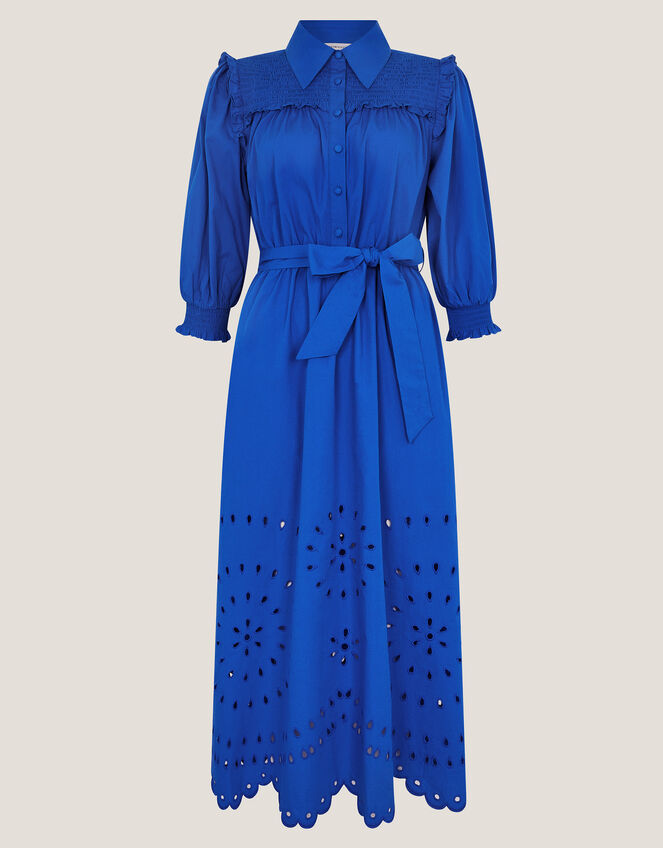 Jules Broderie Midi Shirt Dress, Blue (BLUE), large