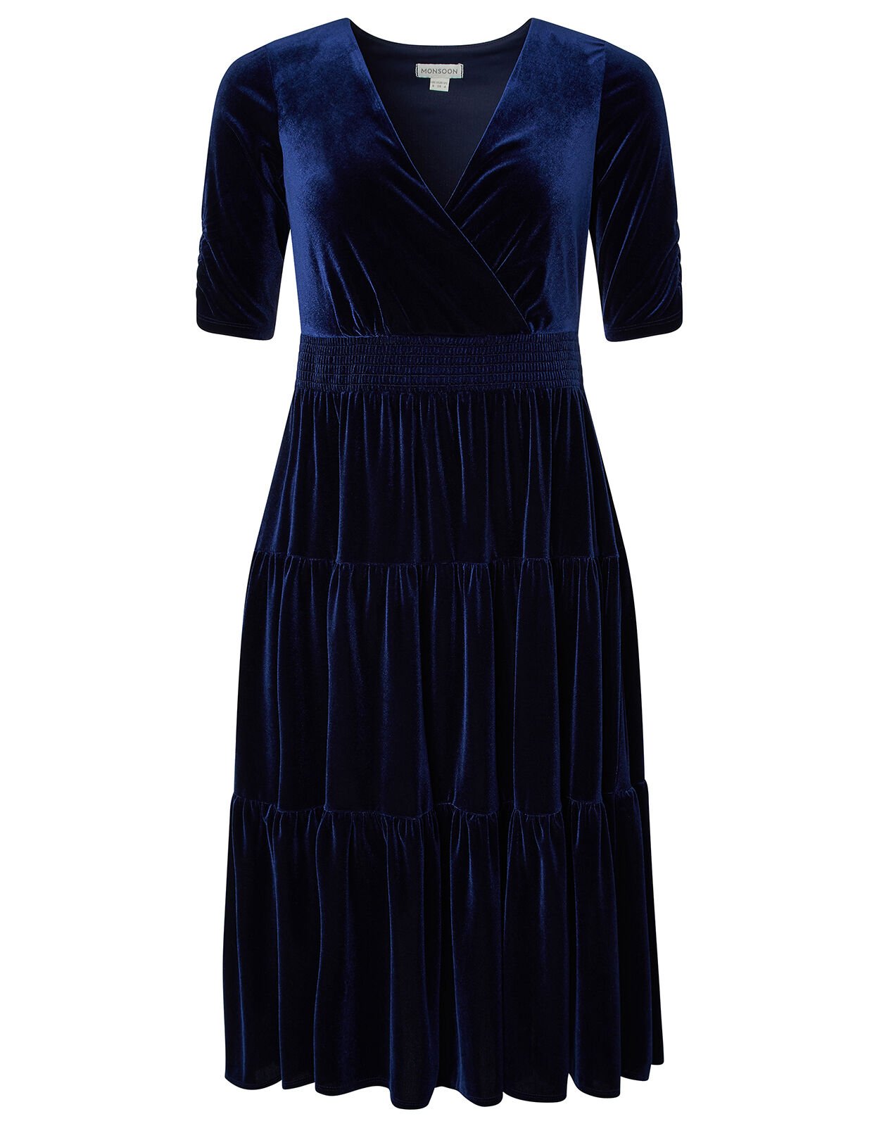 Stevie Smock Velvet Midi Dress Blue