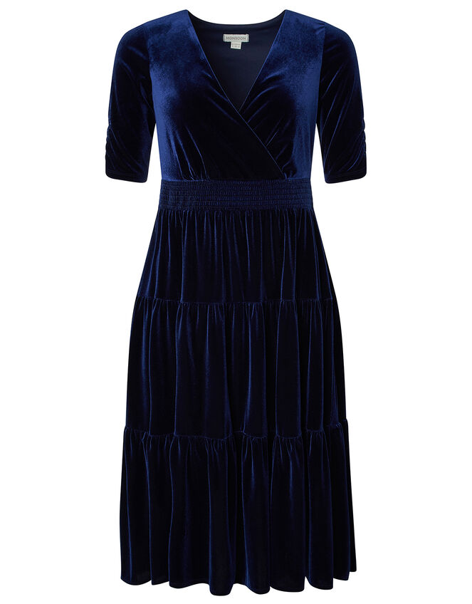 Stevie Smock Velvet Midi Dress, Blue (NAVY), large