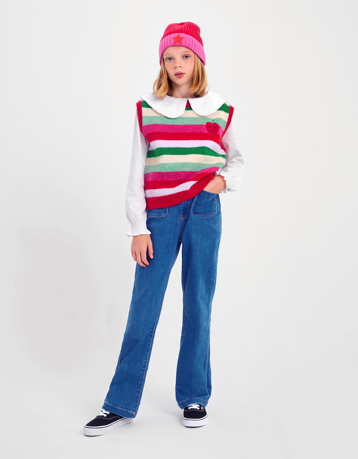 Red knitted vest online