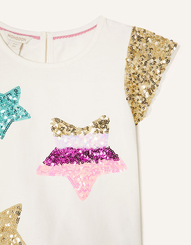 Sequin Star T-Shirt, Ivory (IVORY), large