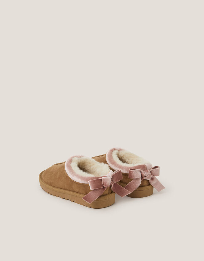 Bow Clog Slippers, Tan (TAN), large