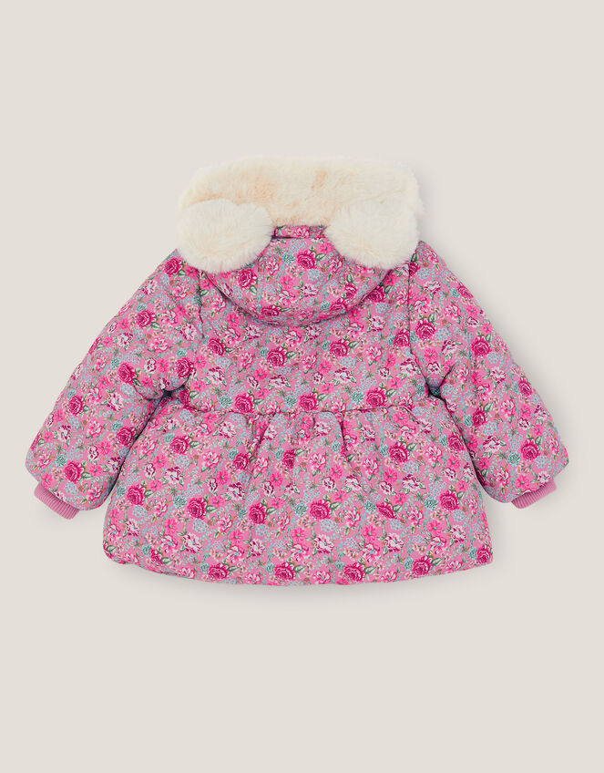 Baby Dolly Floral Print Padded Coat, Pink (PINK), large