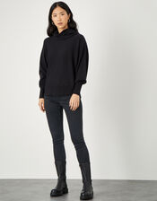 Curved Hem High Neck Jumper, Black (BLACK), large