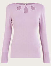 Cut-Out Ribbed Jumper with LENZING™ ECOVERO™, Purple (LILAC), large