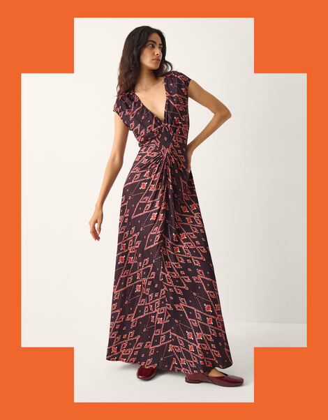 La Galeria Elefante Diamond Ruched Maxi Dress, Multi (MULTI), large