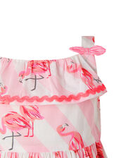 Baby Francine Flamingo Dress in Organic Cotton, Pink (PINK), large