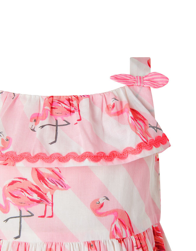 Baby Francine Flamingo Dress in Organic Cotton, Pink (PINK), large