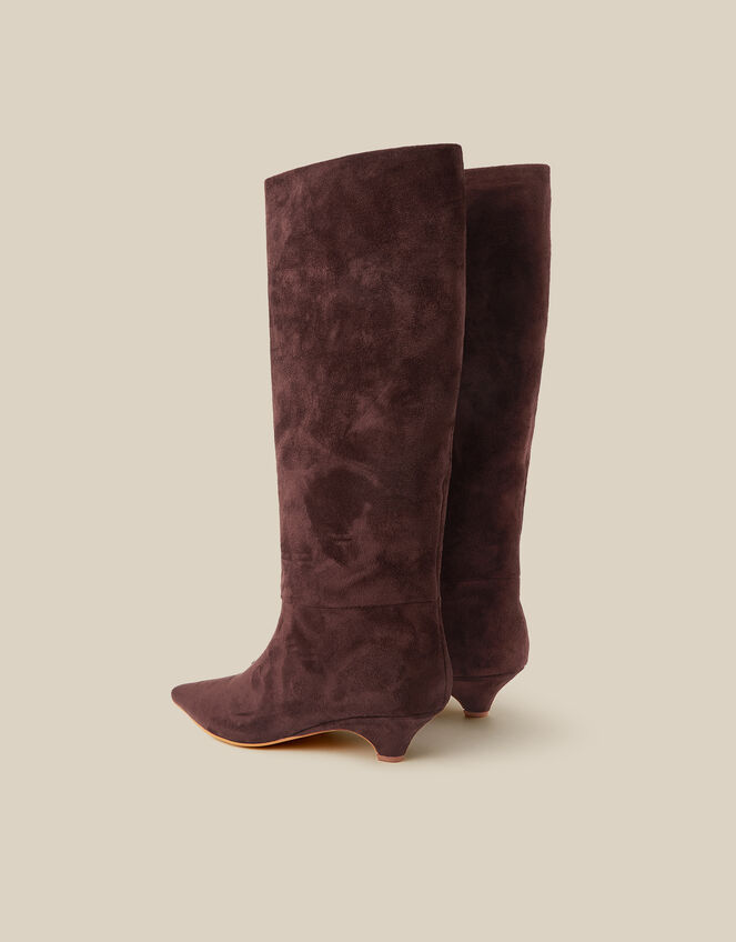 Isha Faux Suede Knee High Heeled Boots, Brown (CHOCOLATE), large