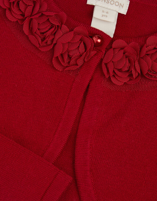 Ottilie Appliqu&eacute; Rose Cardigan, Red (RED), large