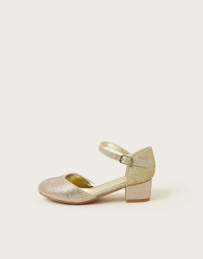 Diamante Glitter Two-Part Heels, Gold (GOLD), large