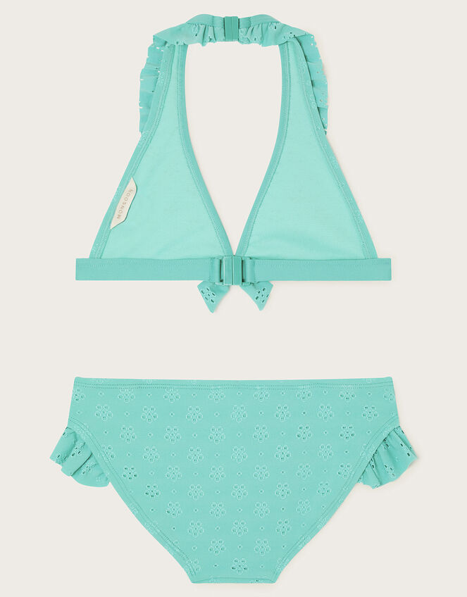 Broderie Triangle Bikini Set, Blue (TURQUOISE), large