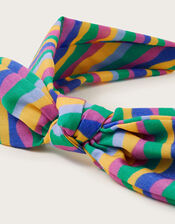 Rainbow Stripe Bow Headband, , large