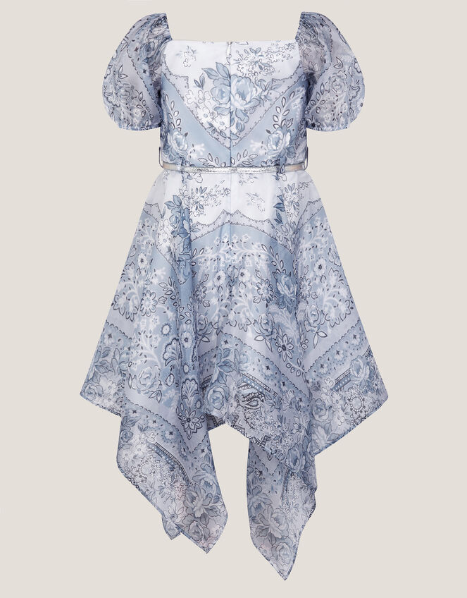 Paris Paisley Print Hanky Hem Dress, Blue (BLUE), large