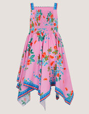 Oriana Fruity Hanky Hem Dress, Pink (PINK), large