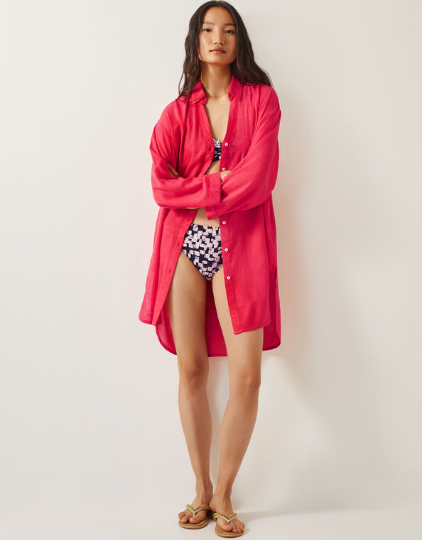 Esme Beach Shirt Dress, Orange (CORAL), large
