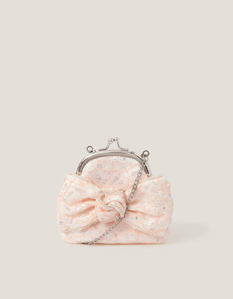 Lace Bow Bridesmaid Bag, Pink (PINK), large