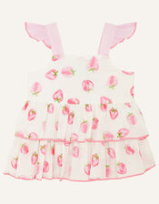 Newborn Strawberry Top and Shorts, Pink (PINK), large