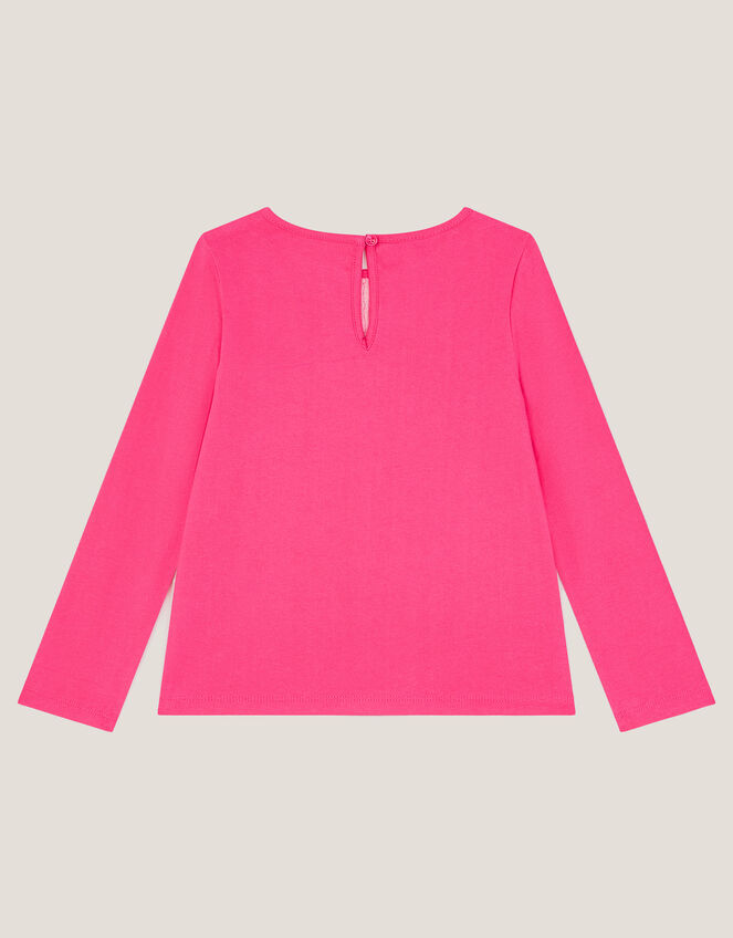 Bow Appliqué Long Sleeve Top, Purple (PURPLE), large