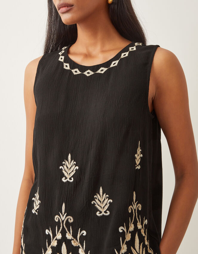 Saffron Embroidered Tank Top, Black (BLACK), large