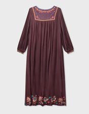 East Eliana Embroidered Midi Dress, Brown (BROWN), large