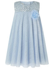 Baby Ella Sequin Shimmer Swing Dress, Blue (PALE BLUE), large