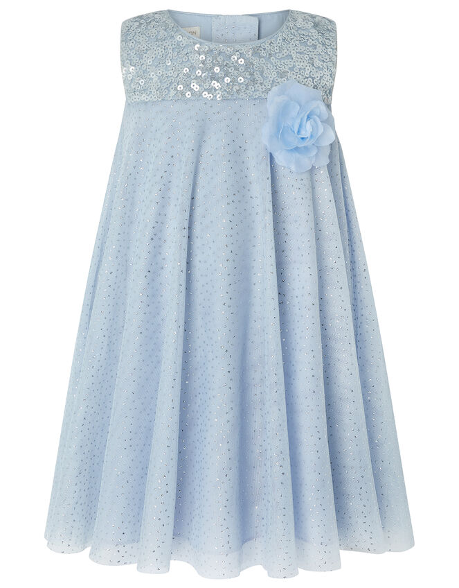 Baby Ella Sequin Shimmer Swing Dress, Blue (PALE BLUE), large
