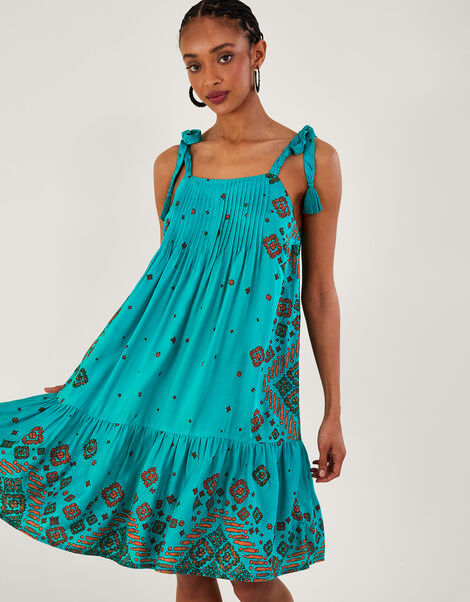 Tile Print Flippy Dress, Blue (TURQUOISE), large