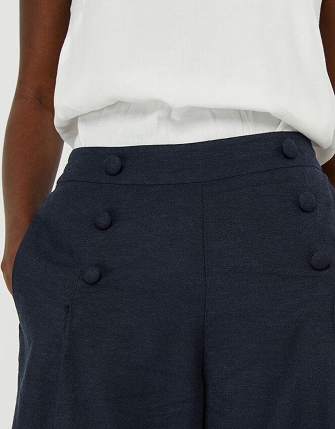 Eureka Culottes in Pure Linen, Blue (NAVY), large