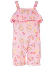 Baby Heart and Rainbow Frill Jumpsuit, Pink (PALE PINK), large