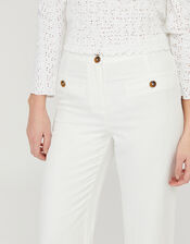 Charlotte Short-Length Trousers in Linen Blend, White (WHITE), large