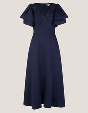Patricia Ruffle Sleeve Midi Dress, Blue (NAVY), large