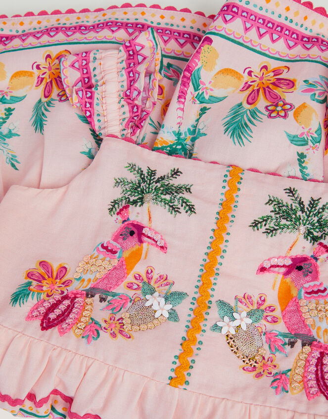 Baby Tina Tropical Toucan Tier Dress, Pink (PINK), large