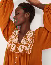 Jenna Embroidered Blouson Blouse, Copper (COPPER), large