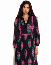 East Logan Long Sleeve Floral Midi Dress, Black (BLACK), large